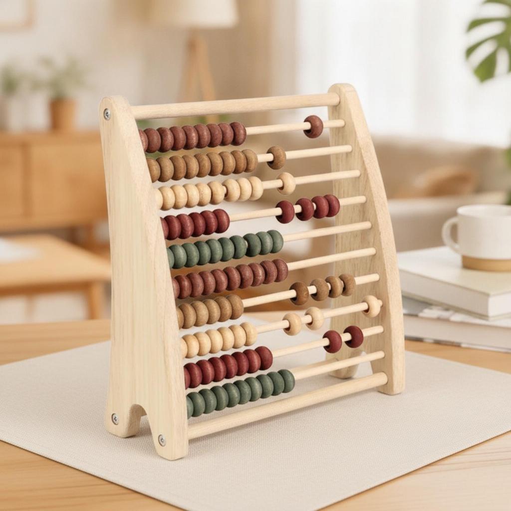 Freestanding Abacus with Wooden Beads Smooth Edges Sturdy RekenrekStyle Counting Tool