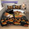 3pc Halloween Pumpkins Cover Set - 1 Quilt Cover + 2 Pillowcases, All Seasons Bedroom Setting, Perfect for Home023