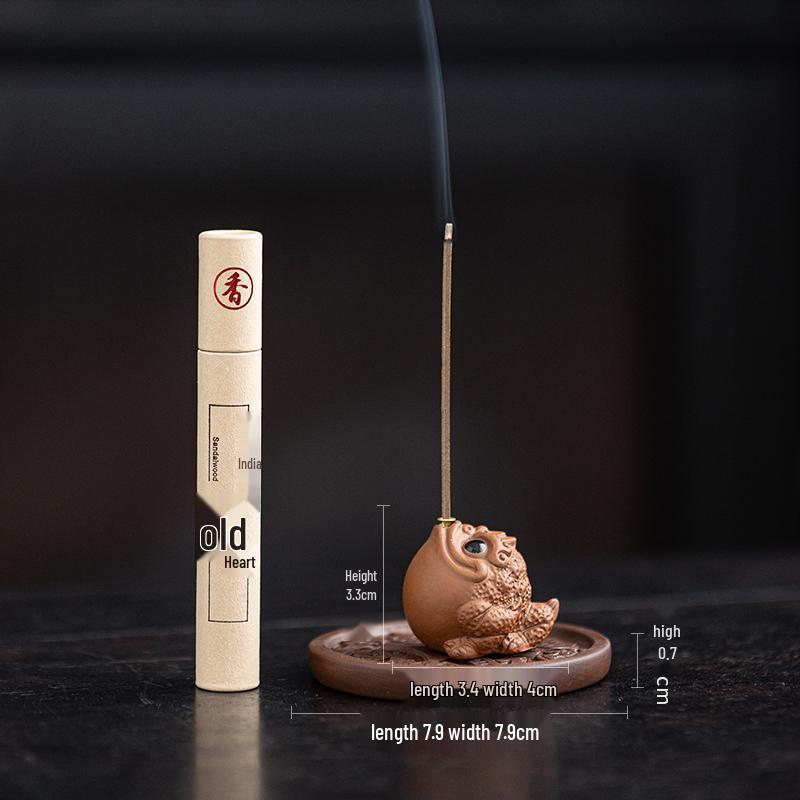 Purple Clay Golden Toad Incense Burner - Indoor Zen Tabletop Aroma Holder