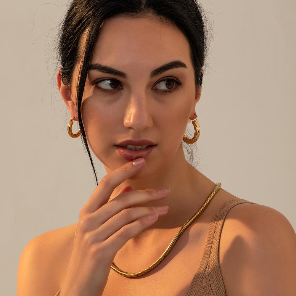 New Trendy Geometric Twisted Thick Hoop Earrings Fashion Gold Big Round Circle Earrings for Women Punk Hiphop Jewelry Gift