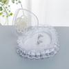 Wedding Ring Pillow Heart Box, White Romantic Lace Pearl Ring Box Holder with Ribbon for Wedding Ceremony Ring Bearer