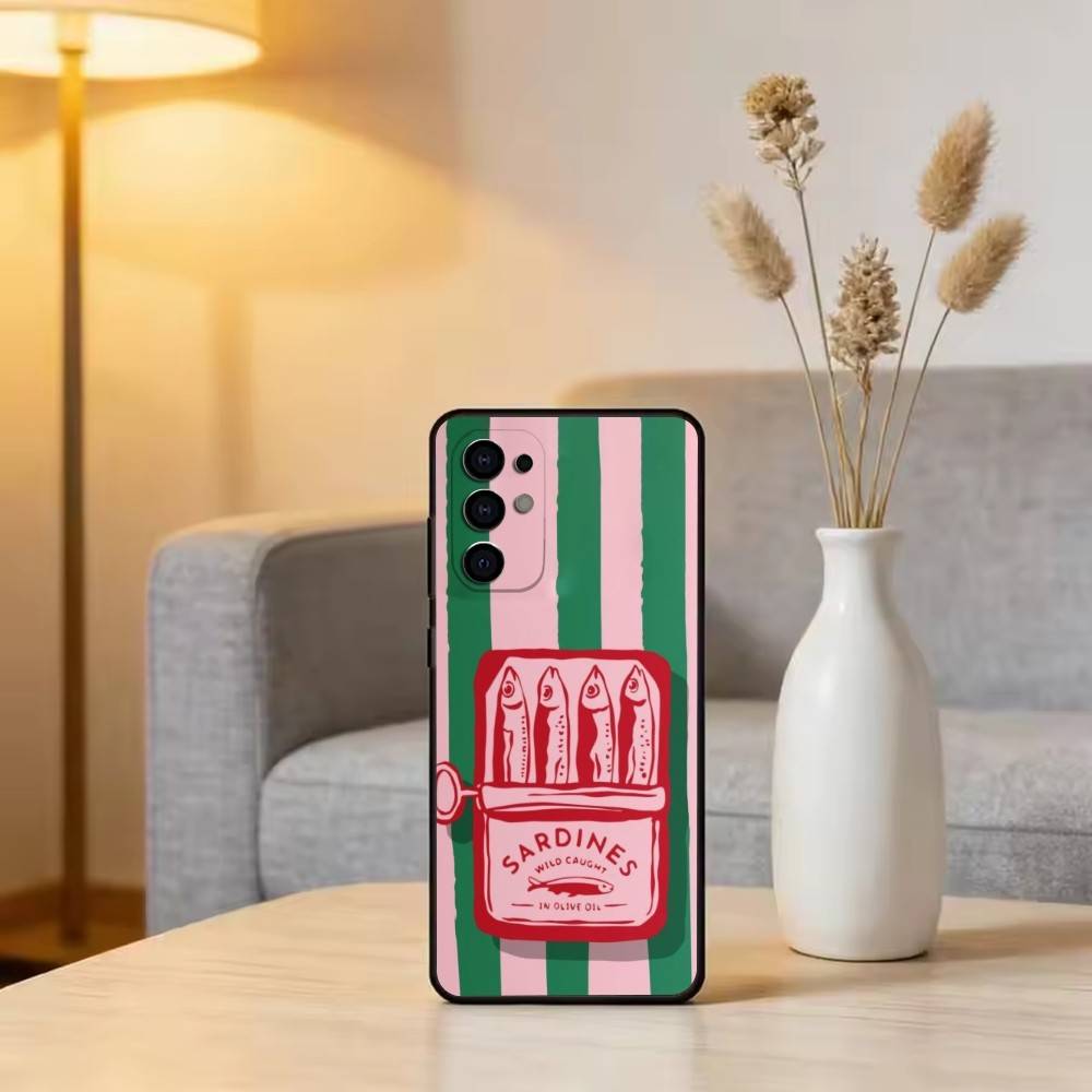 

S-Sardines F-Fish Art Phone Case For Samsung S25,S24,S21,S22,S23,S30,Ultra,S20,Plus,Fe,Lite,Note,10,Black Cover Samsung S25