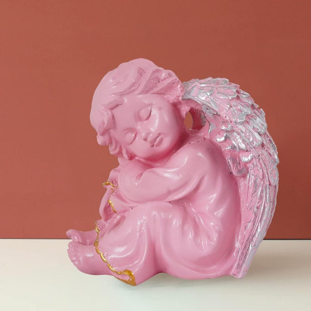 Winged Girl Statue for Home Decor Item | Fairy Girl Statue for Home Shelves Decor Showpiece (Angel Pink )