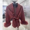 2025 Women's Short Fox Fur Wool Coat - Double-Sided Bathrobe Style
