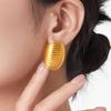 Elegant Retro Striped Oval Stud Earrings In 18K Gold-Plated Titanium Steel for Women