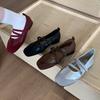 Fashion IPPEUM Women Ballet Flat Shoes Square Toe Soft Red PU Leather Mary Janes Shoes