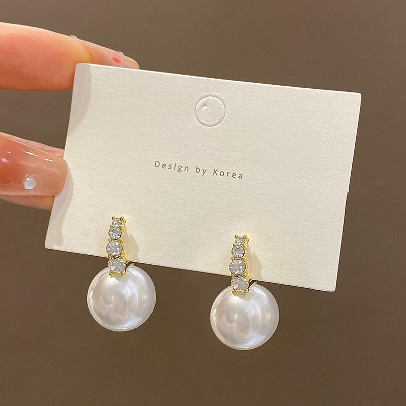 Розовые жемчужные серьги женские легкая роскошь сверкающий бриллиант ушная пряжка Южная Корея Донгдаемун интернет-знаменитость взрыв уха