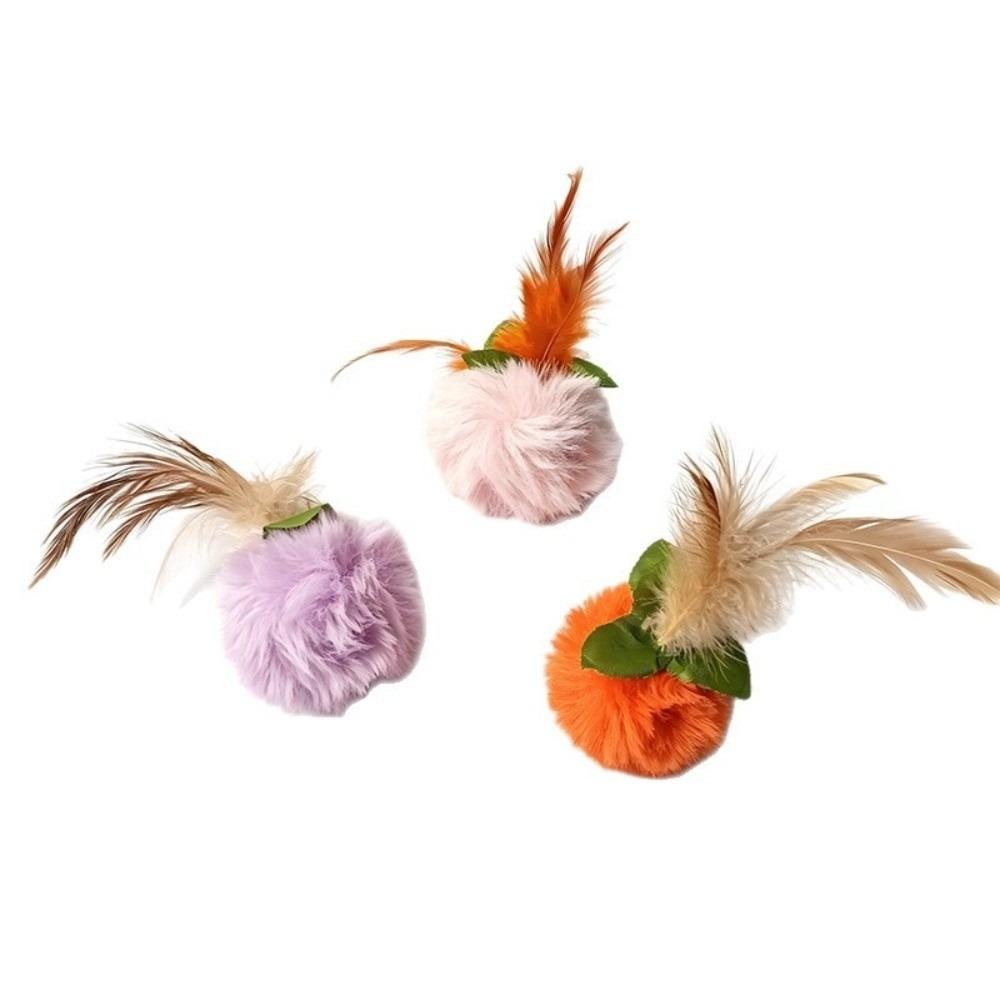 With Feather Cat Toy Persimmon-Shaped Interactive Chasing Pet Toy Portable Pet Toy Cats Kittens