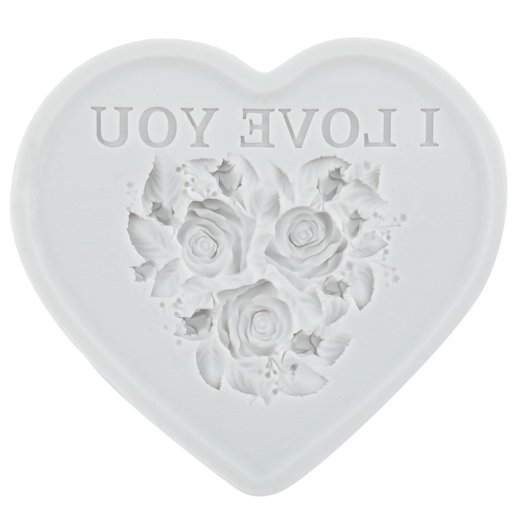 Heart Silicone Molds Love Heart Rose Flower Fondant Mold Relief Flower Mold Cake Decorating Tools Cupcake Topper Candy Chocolate Gumpaste Mold