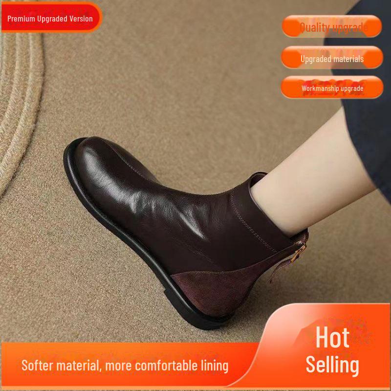 

Женские ботинки Martin на плоской подошве: Универсальные ботильоны в британском ретро-стиле, с круглой строчкой, из мягкой кожи и подошвы для осени и зимы. 40