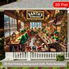 1pc2D flat, Christmas workshop elf working background banner for home, party, studio and office decoration, no power required ws