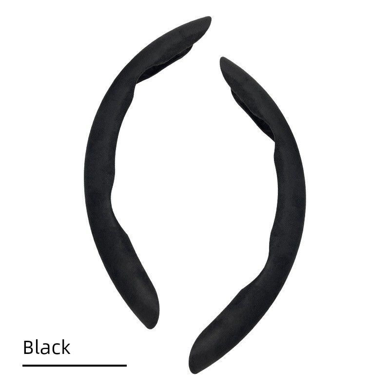 Car Steering Wheel Cover for Men, Ultra-Thin Sports Suede, Sweat-Absorbent, Non-Slip, Summer, Women S, All-Season Universal Card Holder Handle Cover Suede-Black