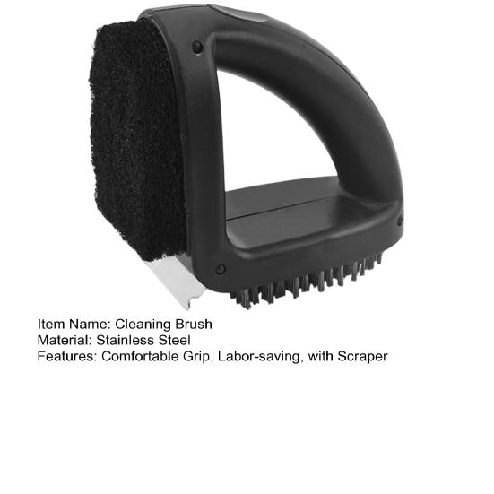 Cleaning Brush 3-in-1 Grill Scrubbing Brush with Scraper Ergonomic Design Cleaning Sponge Barbecue Net Washing Wire Brush BBQ Tool