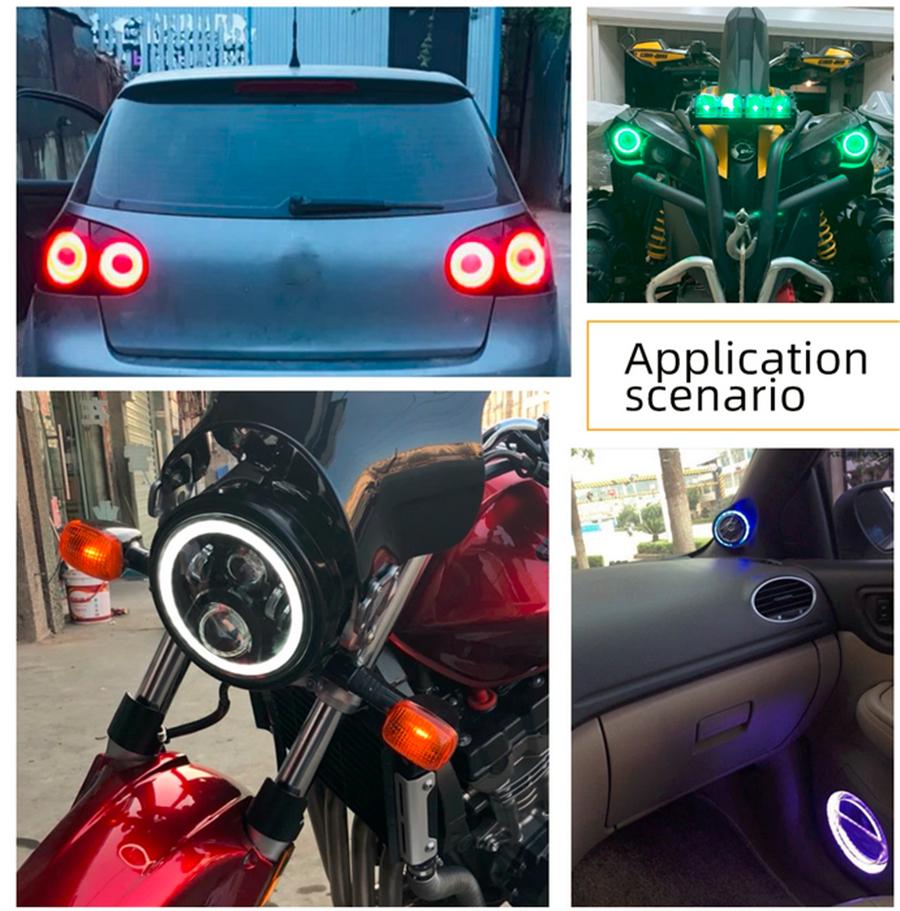 2Pcs 60mm RGB Car Motorcycle Angel Eyes Headlight Halo Rings Decorative Lights