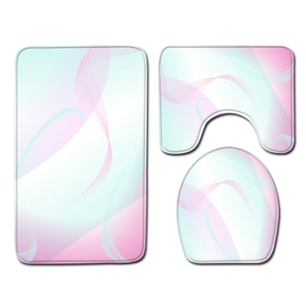 Colorful Gradual Change Toilet Floor Mat Three-Piece Bathroom 3-Piece Carpet Door Mat