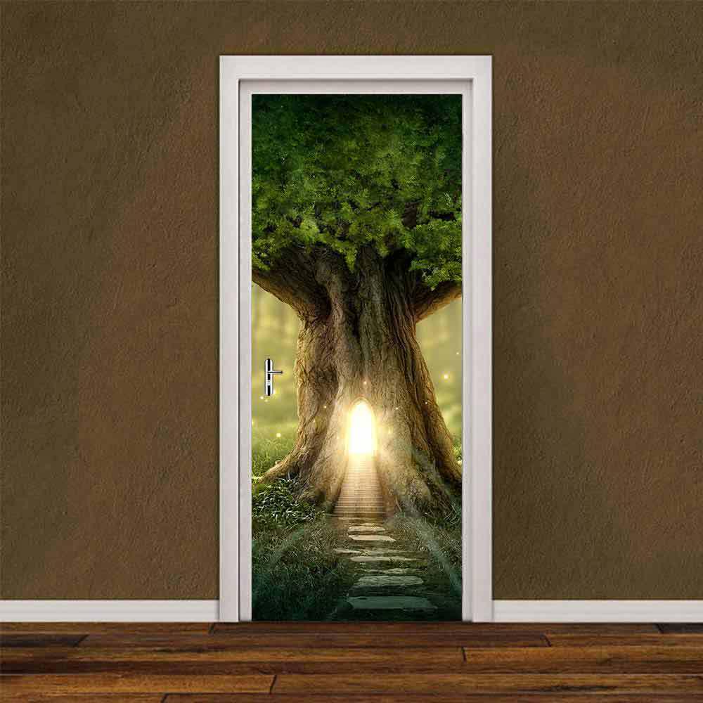 Creative Suspension Bridge Door Decoration Living Room Waterproof Self-Adhesive 3D Door Sticker Refurbished Wall Sticker Home