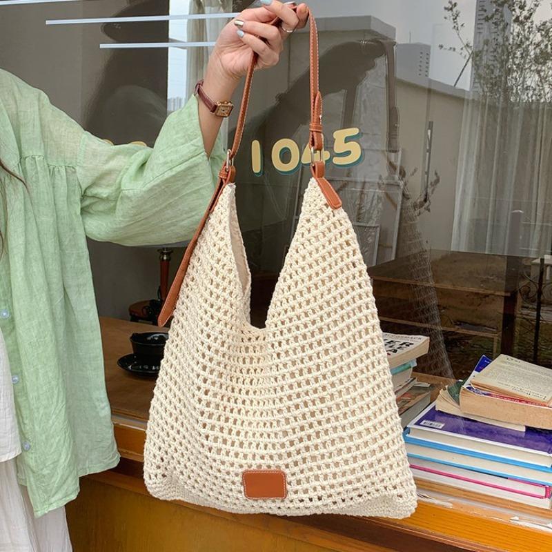 Woven Hollow Bag Women's New Summer Seaside Vacation Travel Tote Bag Beach Bag Shoulder Messenger Bag