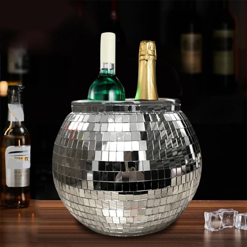 Parties Wine Bucket Beverage Tub Discos Mirrored Ice Bucket Fashion Drinkware for Parities, Summer Gatherings