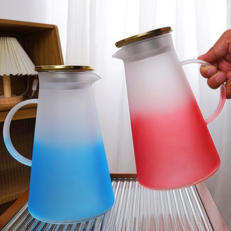 Transparent Glass Belt Handle Heat resistant Simple Cool Water Kettle Household Living Room Large Capacity Juice Cold Drink Cool Water Kettle