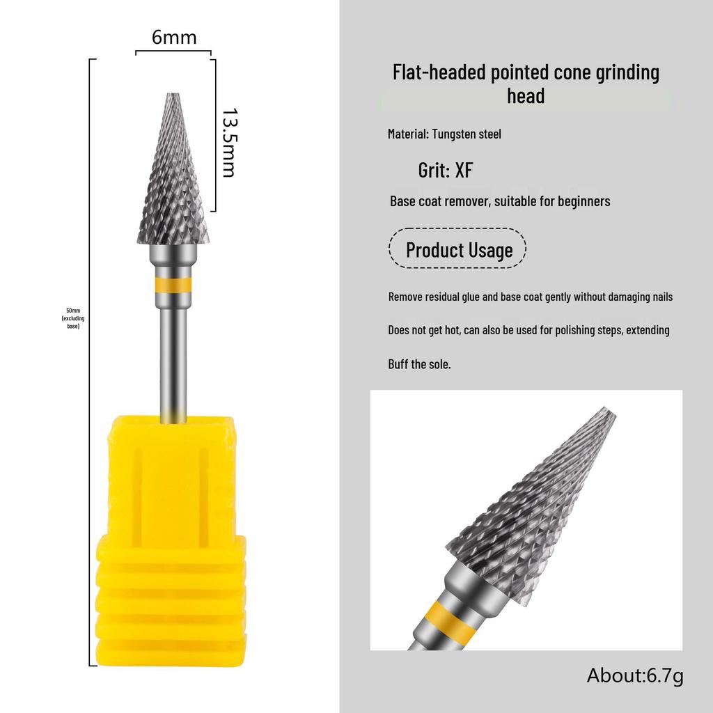 Russian Style Manicure Set: Tungsten Steel Grinding Heads for Gel Removal, Nail Carving, Grinding, and Cuticle Care.