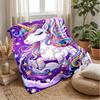 Rainbow Winged Unicorn Theme Blanket Lightweight Warm Flannel Blanket Decorative Throw Blanket for Home Decoration