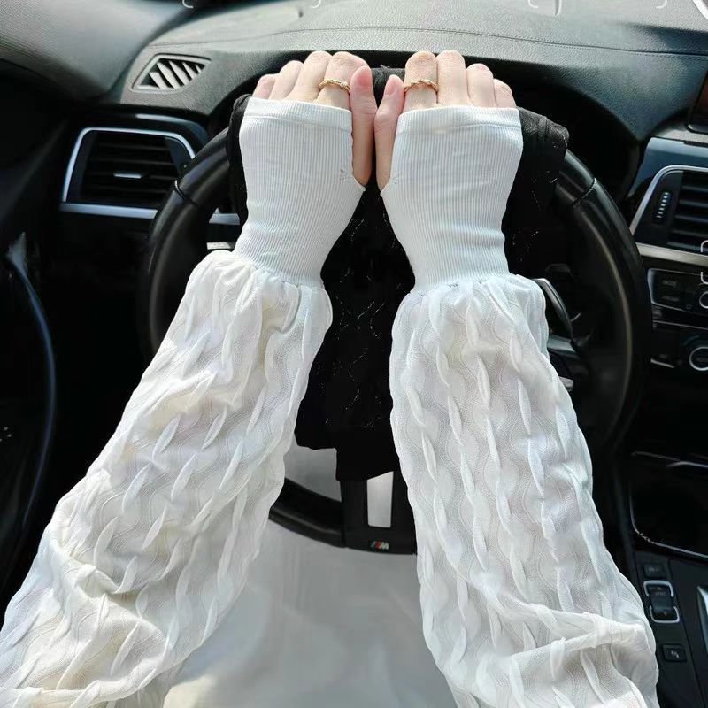 Mânecă protecție solară și UV ciclism primăvară și vară versiune zână largă culoare solidă condus mâneci de gheață largi și confortabile