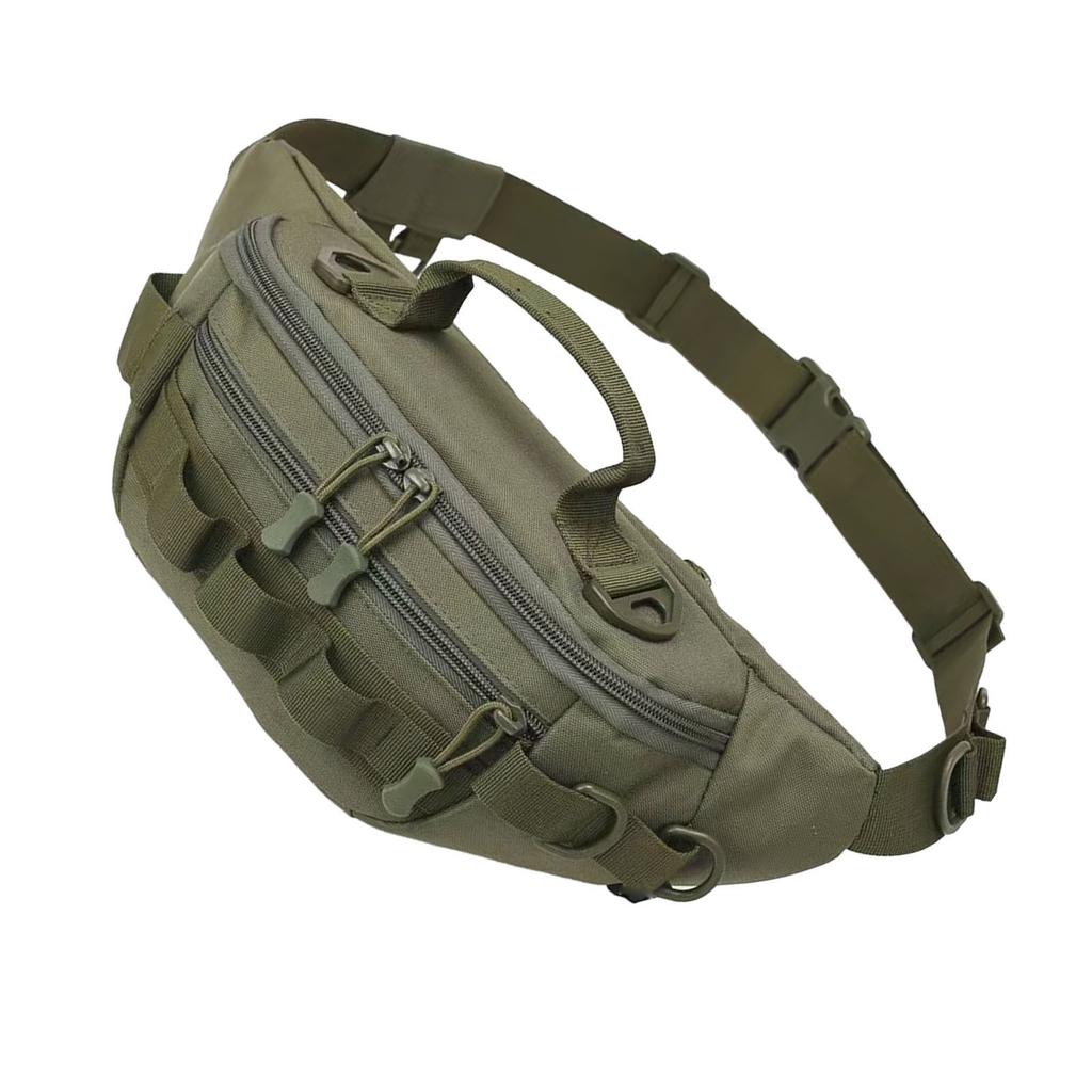 Waist Bag Lightweight Water Proof Oxford Cloth Sling Bag with Adjustable Strap for Outdoor Hiking Running Green