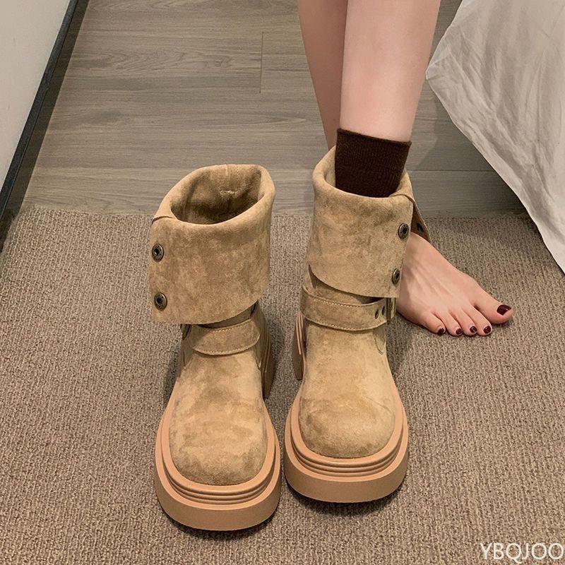 Fashion Women's new spring autumn single boots retro midsole thick soled short boots simple comfortable versatile women's shoes