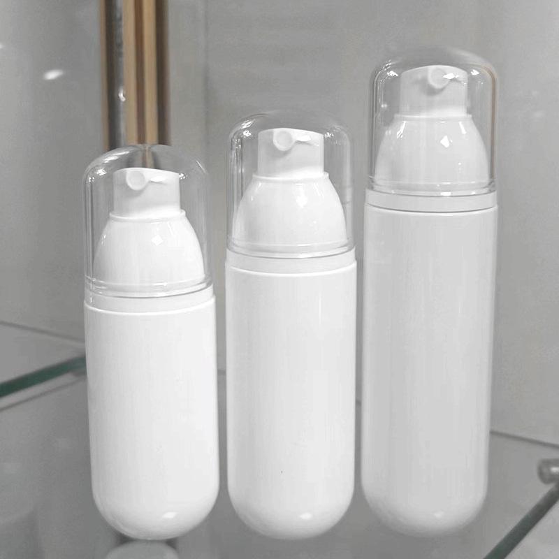 100/120/150ml White PET Lotion Bottle Fine Mist Spray Bottle Capsule Shaped Sub-bottle Round Spray Lotion Refillable Bottles 100ml
