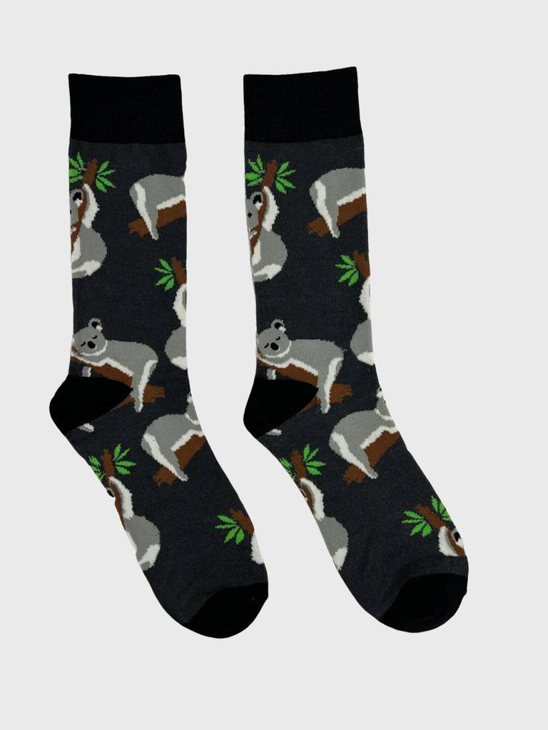 1/4 Par Nya Glada Herrstrumpor Personlighet Nyhet Djurtryck Koala Dinosaurie Panda Crew Harajuku Mellanhöga Skateboardstrumpor Ma