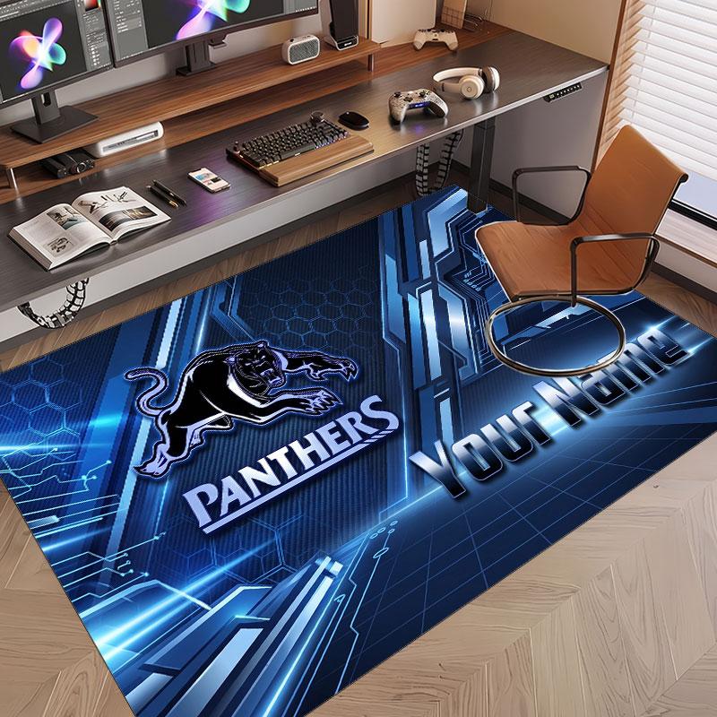 Custom Rug Penrith Panthers Pattern Print Name Text Soft Non‑Slip Floor Carpet for Home Indoor Decoration