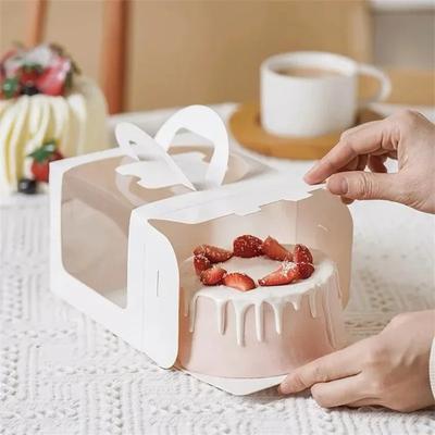 10PACK DIY Paper Box with Window Paper Gift Cake  Box Cake Packaging for Wedding Home Party Muffin Packaging