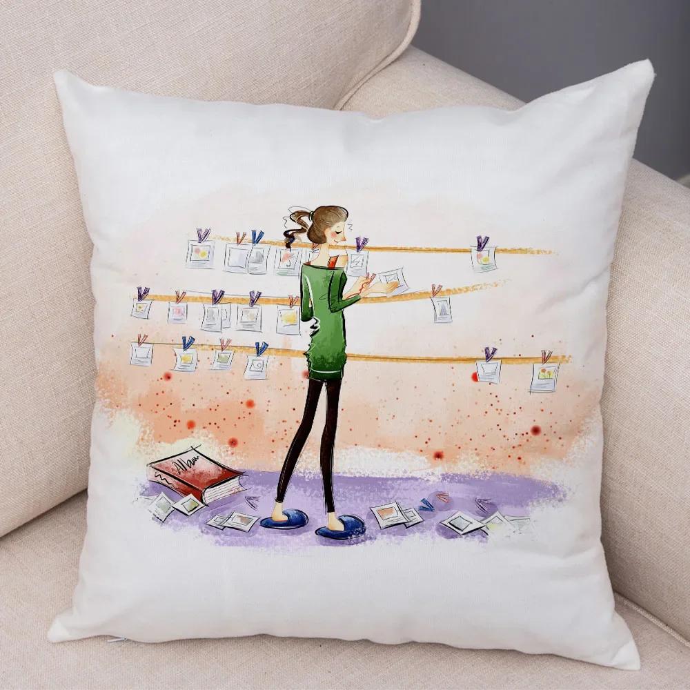 

Мода Мультяшный Путешествие Жизнь Наволочка Леди Чехол на Подушку Декор Диван Дом Автомобиль 66x66cm