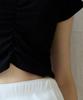 Debiweeo Women'S Yoga Wear Devi-T0130-Black Pilates Julie Shirred Cap Sleeve