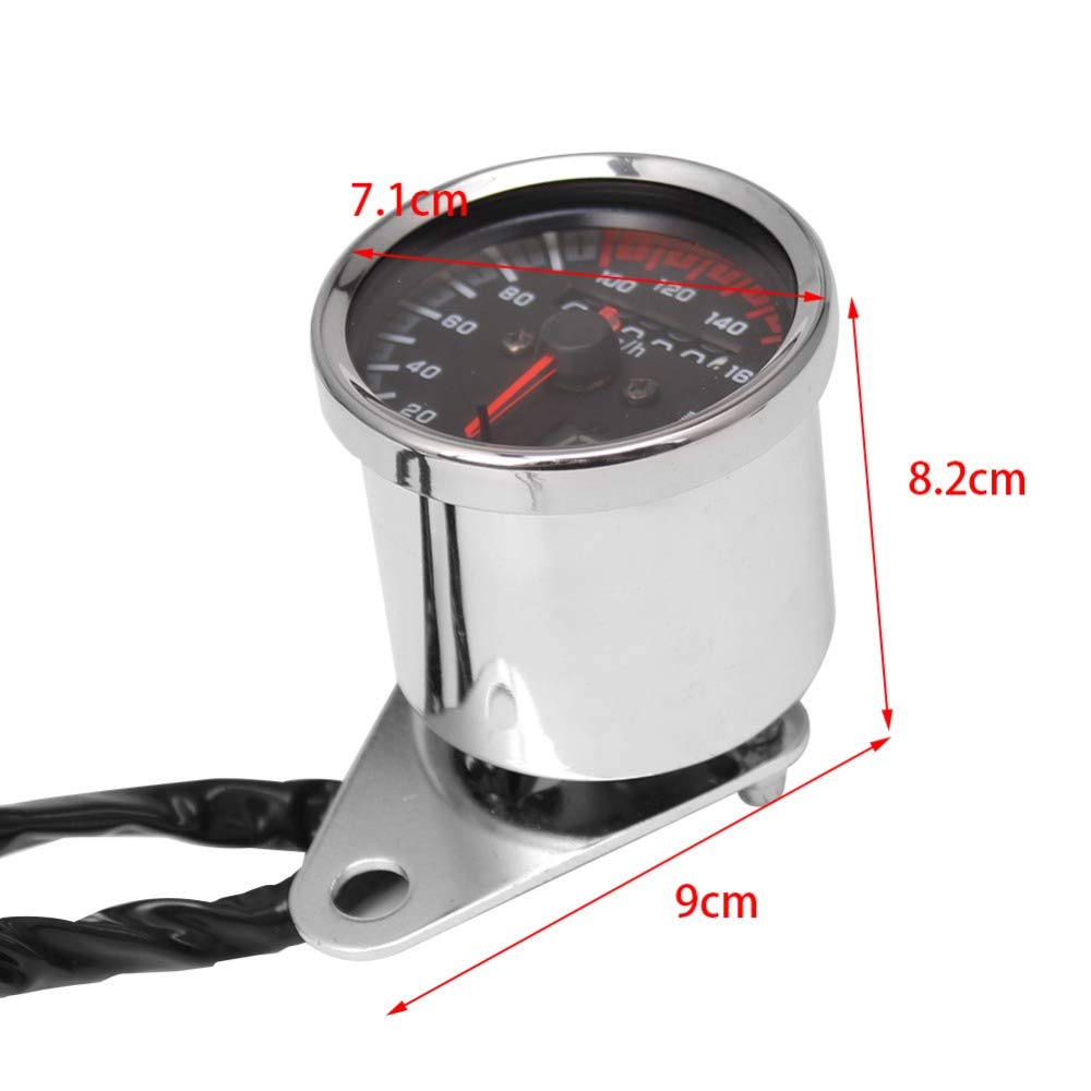 HANSWD Motorcycle Digital Odometer Speedometer Tachometer Gauge LED Indicator Universal DC