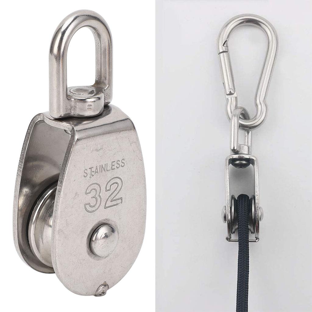 Marine Pulley Stainless Steel Lifting Single Pulley Block Wire Rope Hanging Towing Wheel for Sailboats Yachts Ship