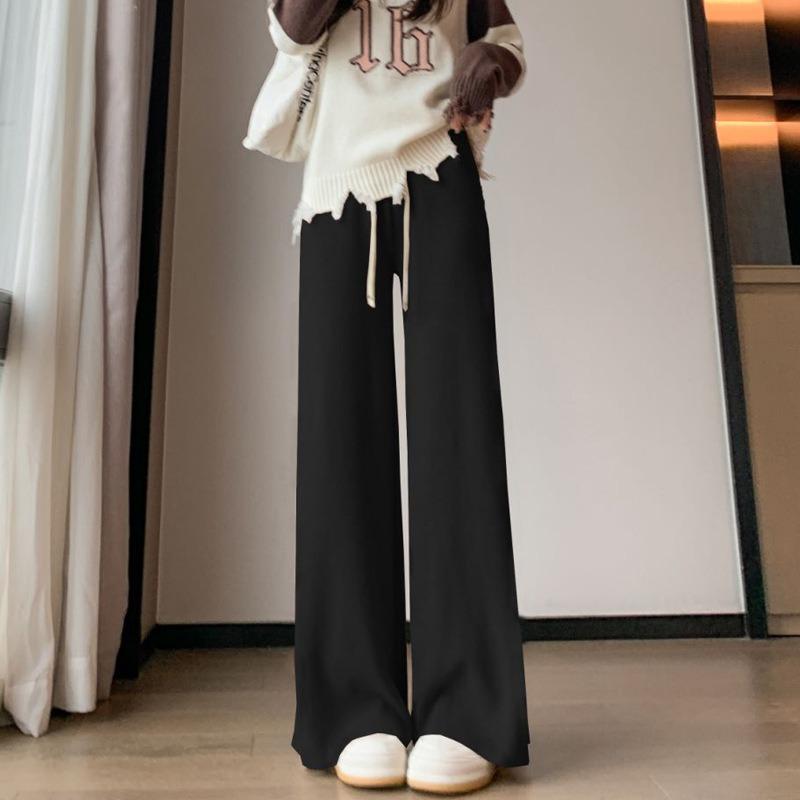 Knitted Wide-legged Trousers Women Autumn and Winter Thick Section Draped Loose Casual Trousers