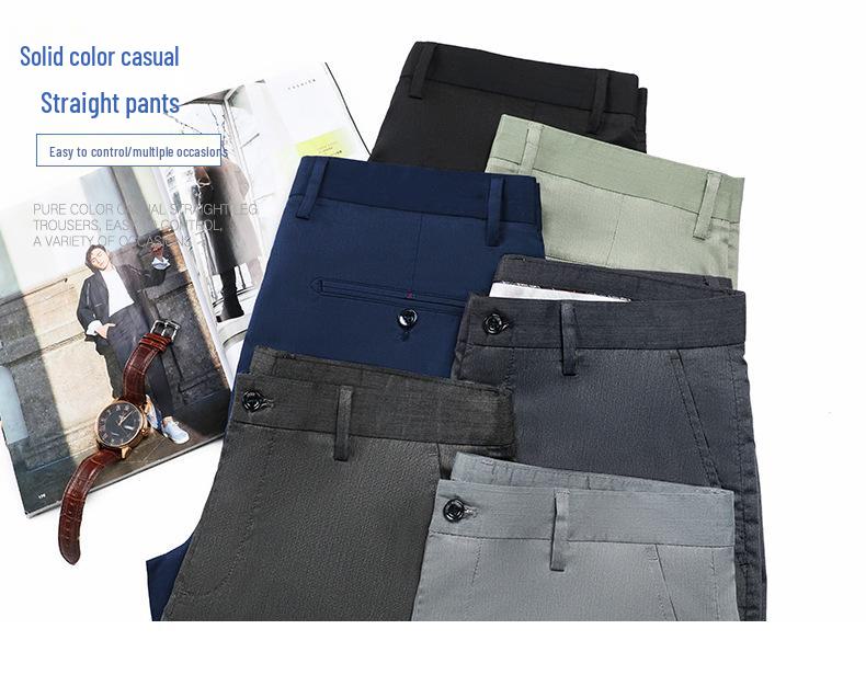 Men's Black Tencel-Modal Business Casual Pants - Loose, Straight, Anti-Wrinkle, Spring/Summer