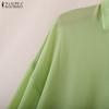 ZANZEA Women Casual Turn Down Collar Long Sleeve Perspective Cover Up Blouse