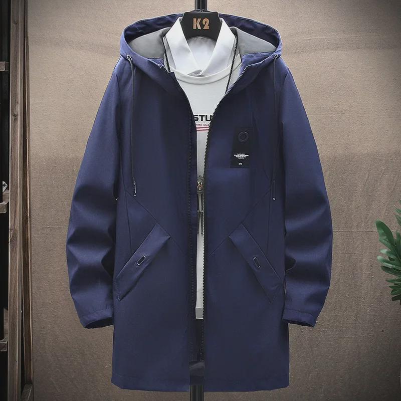Spring & Autumn Youth Hooded Business Casual Men's Windbreaker Jacket