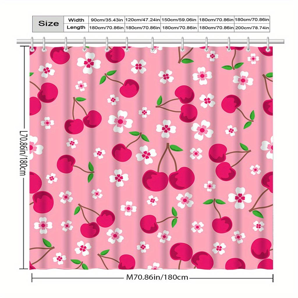 A Whimsical Cherry Blossom Shower Curtain: Transform Your Bathroom into a Playful Haven with This Adorable Design Featuring