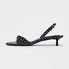 Fashion Fashion Polka Dot Kitten Heel Design Sandals Women High Quality Satin Back Strap Buckle Heels Sandal Comfort Elegant Dress Shoes