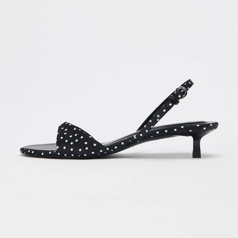 Fashion Fashion Polka Dot Kitten Heel Design Sandals Women High Quality Satin Back Strap Buckle Heels Sandal Comfort Elegant Dress Shoes
