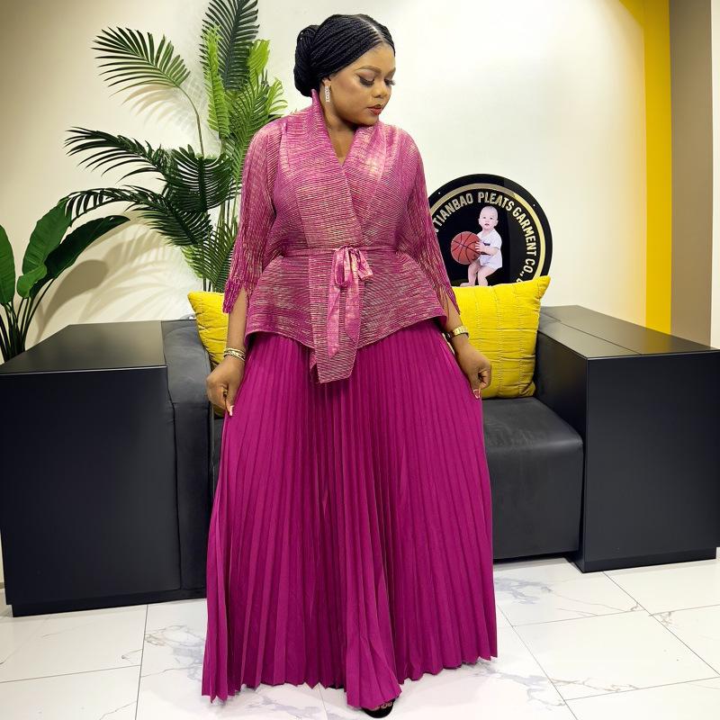 Miyake Falten Damen Sommer 2025 Übergroß Lässig Mode mit Afrikanischem Heißprägung