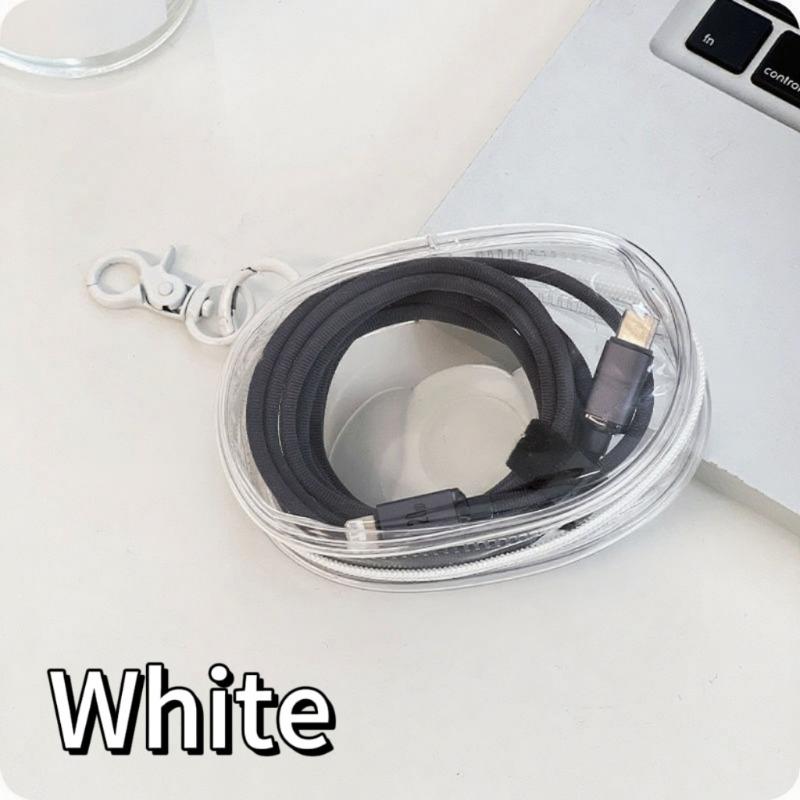 Portable Mini Clear Zipper Storage Bag - Space-Saving Organizer for Earphones & Chargers, Versatile with Handy Keychain Loop