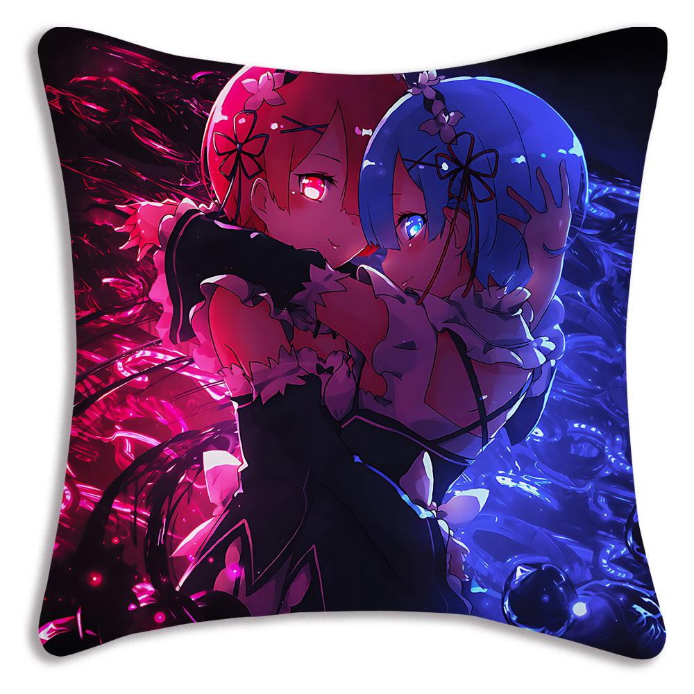 Re:Life Different World Zero Rem Pillow Covers Cartoon Sofa Decorative Home Double-Sided Printing Short Plush Cute Cushion Cover
