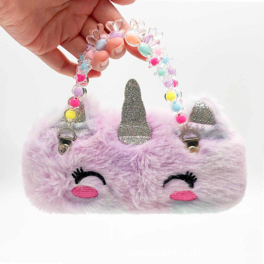 Einhorn Plüsch Brillenetui & Regenbogen Handtasche – Niedliche Cartoon Aufbewahrung für Schmuck, Make-up & Kleine Gegenstände.