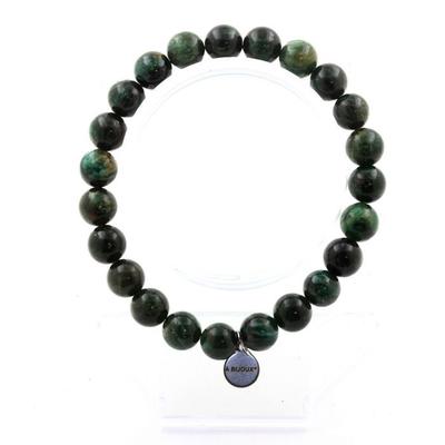 Stones and Minerals. 8mm Zambian Emerald Pearl Bracelet. Quality 3A. Made In France.