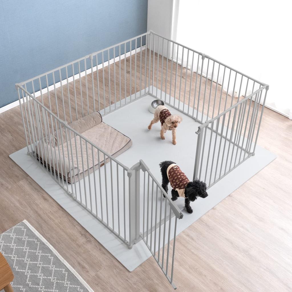 Tansu no Gen Pet Circle pro seniory 151cm x 64900011 [Bezpečné pro psy] Bezbariérový design, skládací, robustní, rekonfigurovatelný, 151cm, Greige, (87798)