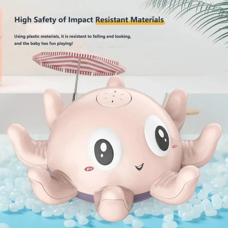Bath Octopus Toy With Led Lights  Music - Auto Water Sprinkler Bpa-Free Baby Bath Time Toy For Toddlers (Pool Gift)